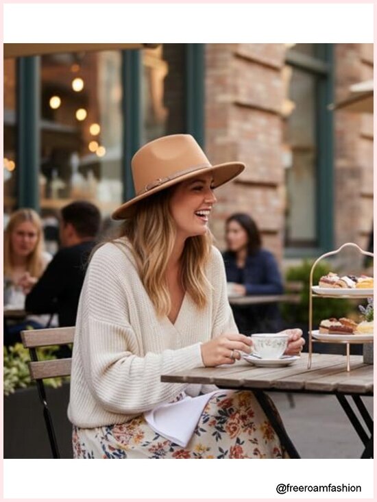 Classic Felt Fedora Wide Brim Hat with Belt Buckle - Adjustable main image 5